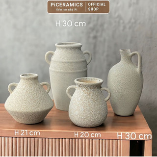Bình hoa men Atlantic, gốm sứ Bát Tràng cao cấp, kiểu dáng cổ điện, mộc mạc, giản dị
