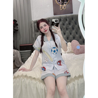 bộ mặc nhà lụa mango đùi cộc cổ sen (42-60kg)