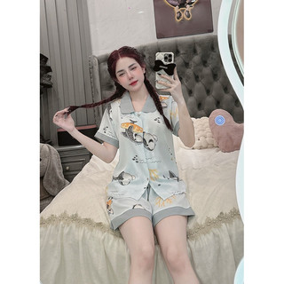 bộ mặc nhà lụa mango đùi cộc cổ sen (42-60kg)