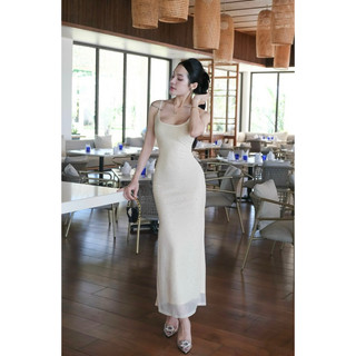 Đầm lưới sheer đính đá dáng maxi 2 dây thiết kế sang trọng ôm body tôn dáng