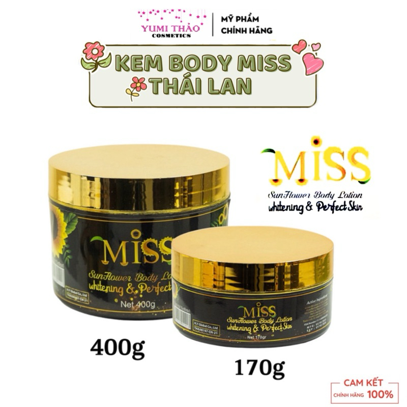 Kem Body Miss Thái Lan Dưỡng Trắng, Makeup, Chống Nắng nâng tông thần tốc