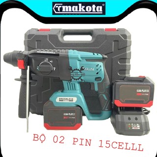 Máy Khoan Đục Bê Tông PIN 3 Chức Năng Makiitaa 199V Động Cơ Không Chổi Than 2 Pin 15cell Chân Pin Phổ Thông