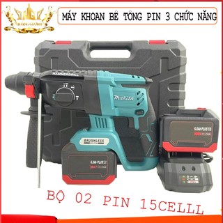 Máy Khoan Đục Bê Tông 3 Chức Năng Dùng Pin 199V Makiitaa  Động Cơ Không Chổi Than 2 Pin 15cell