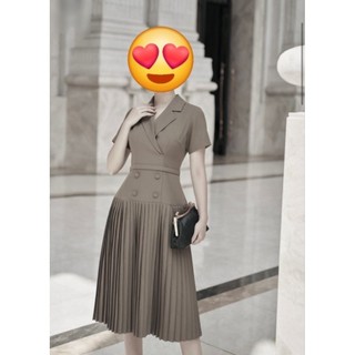 Đầm Topshop cổ vest, nhẹ tênh mỏng mát, màu nâu & kem nhạt