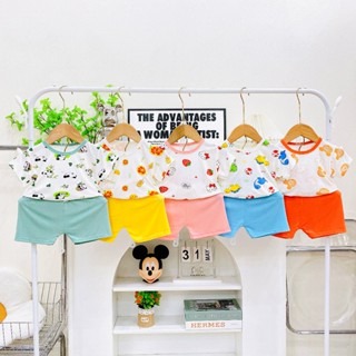 [ A157- Mềm, Mát, Được Chọn Mẫu] Bộ Cộc Tay Thun Lạnh Minky Mom Trắng Họa Tiết Cho Bé Trai Bé Gái