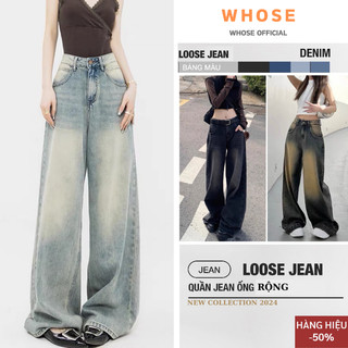 Quần jeans ống rộng nữ - Quần bò lưng cao ống xuông mầu Wash Retro WHOSE