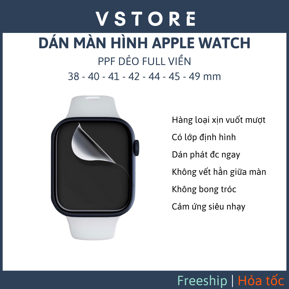 Dán màn hình Apple Watch các dòng 38 40 41 42 44 45 49 mm siêu mượt chống trầy xước VSTORE HCM