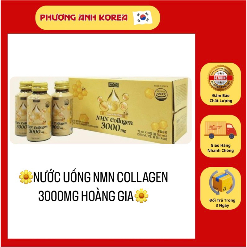 🌼NƯỚC UỐNG NMN COLLAGEN 3000MG HOÀNG GIA – TRẺ MÃI TUỔI ĐÔI MƯƠI🌼