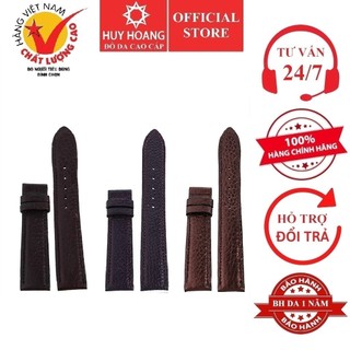Dây đồng hồ huy hoàng da bò size 16, 18, 20 màu nâu đen, tím đậm, nâu bạc hp8126-27-28