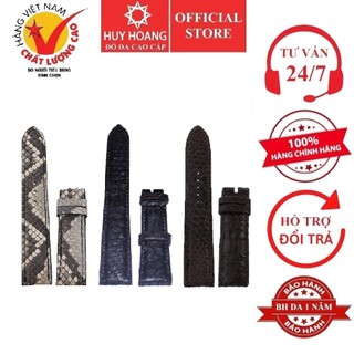 Dây đồng hồ Huy Hoàng da trăn size 12, 14 màu da nguyên thủy, đen, nâu HP8307-08-09
