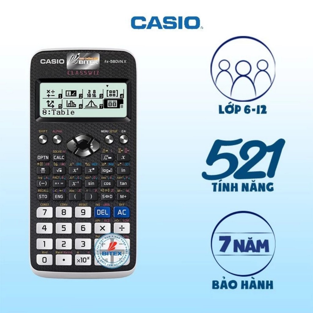Máy tính Casio FX 580VNX chính hãng (Bảo hành 7 năm, lỗi 1 đổi 1)