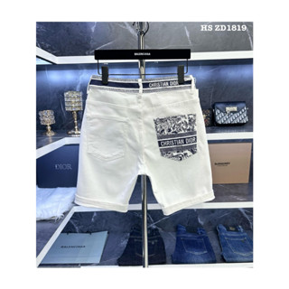 Quần short nam jean màu trắng BoBoMen chất đẹp co giãn phom slimfit cạp và túi hậu in hình độc đáo siêu phẩm 2024