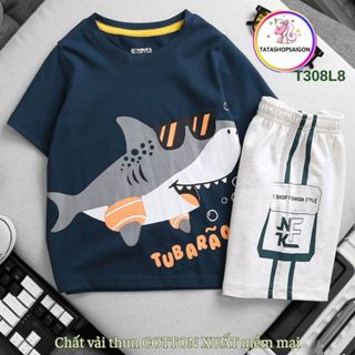 [11 đến 38kg] Đồ bộ bé trai size đại cotton mặc mát T308
