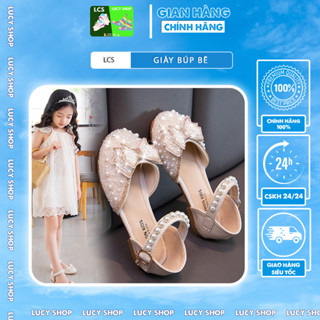Giày Bé Gái L102 - Giày Búp Bê Bé Gái Công Chúa Hàng Quảng Châu Cao Cấp Đính Nơ Ngọc Trai Lấp Lánh Cho Bé 3-12 tuổi