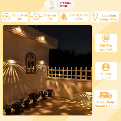 ComBo 3  Đèn Gắn Tường Energy Green Lighting - Sử Dụng Năng Lượng Mặt Trời MT-107 -Trang Trí Ngoài Trời - Góc Ban Công