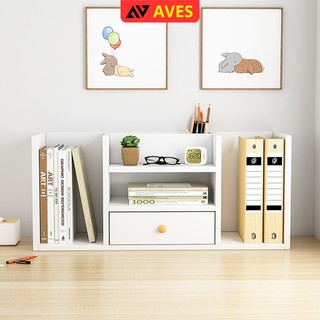 Kệ sách để bàn có hộc để đồ phong cách nordic gỗ mdf thương hiệu aves - gp258
