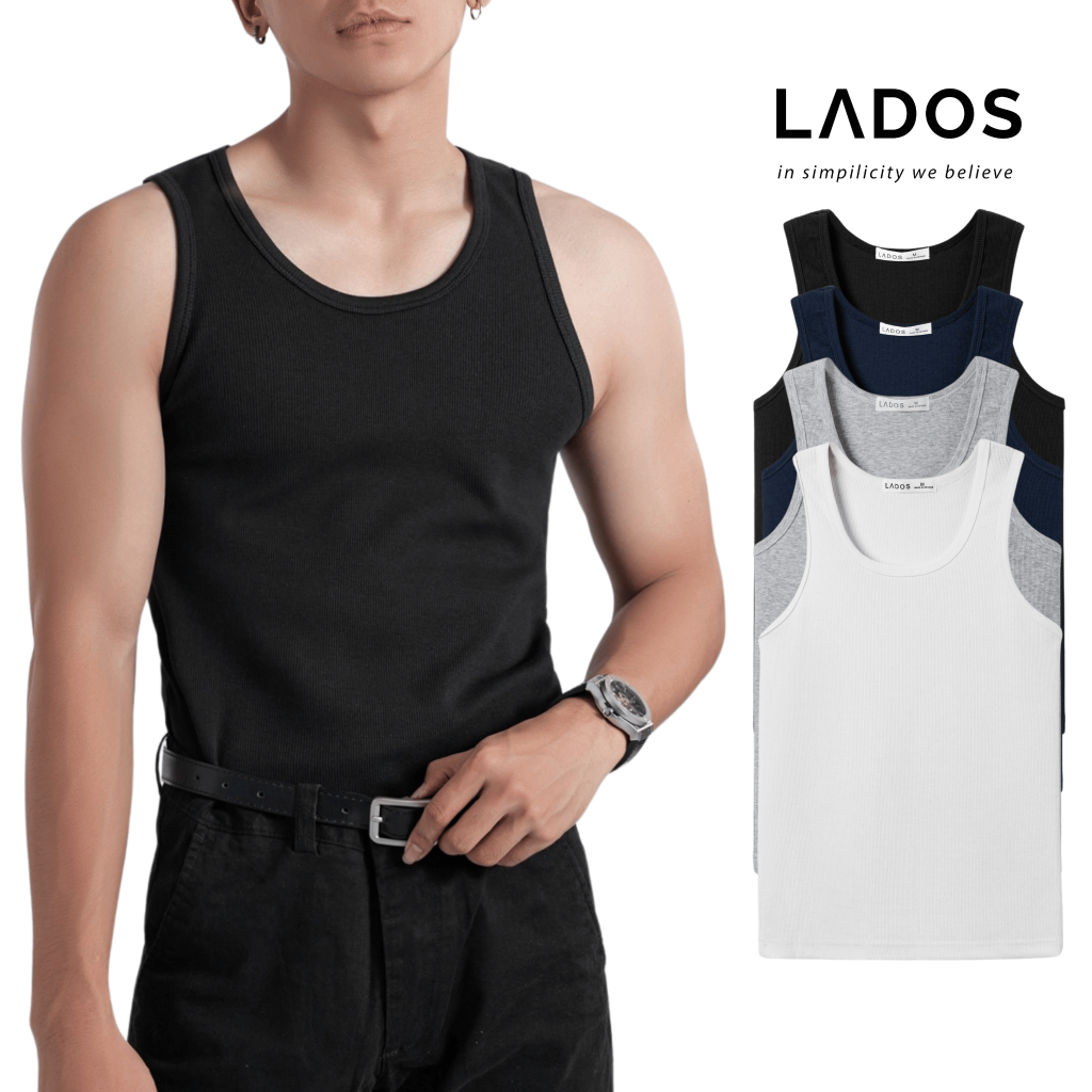 Áo thun ba lỗ vải RIB GÂN LADOS-9172 mềm mịn thoáng mát phong cách Hàn Quốc