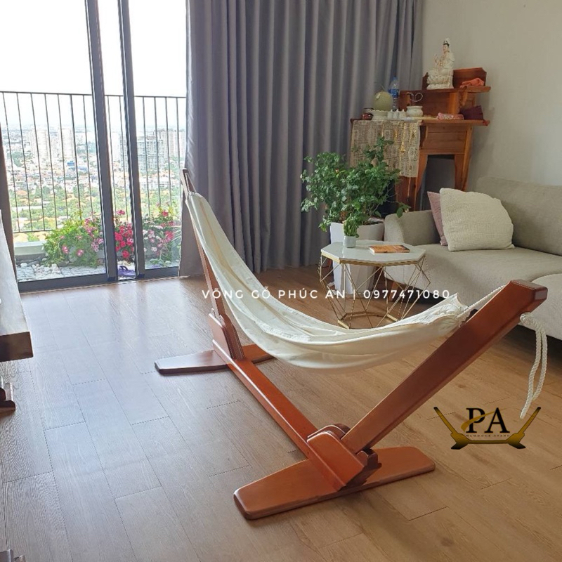 (CHÍNH HÃNG) VÕNG GỖ CAO CẤP + VÕNG VẢI POLY TRẮNG