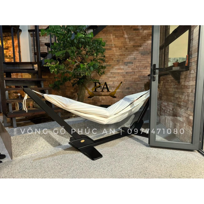 (CHÍNH HÃNG) VÕNG GỖ CAO CẤP PHÚC AN + VÕNG VẢI KAKI TRẮNG