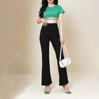Quần vải ống loe - Quần ống loe lưng cao 2 cúc chất liệu umi cao cấp chống nhăn CP21, CT JEANS