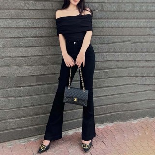 Quần jean ống loe trơn lưng cao dáng dài quá gót tôn dáng cho nàng CP39, CT JEANS