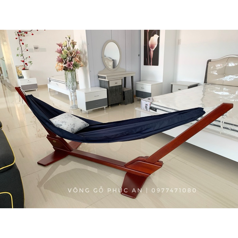 (CHÍNH HÃNG) VÕNG GỖ CAO CẤP + VÕNG VẢI XANH THAN