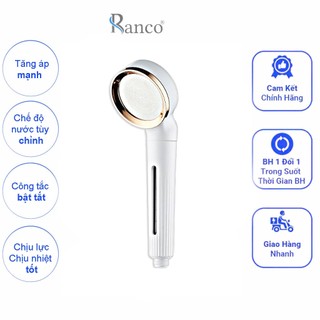 Bát vòi hoa sen tắm tăng áp mạnh RANCO màu trắng có lõi lọc nước dễ tháo lắp vệ sinh RO - 08