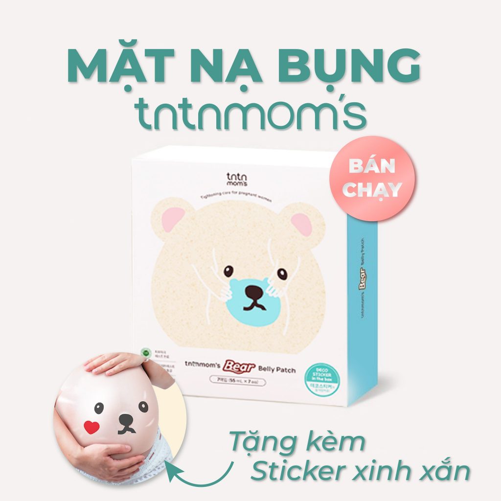 [Hộp] Mặt nạ bụng bầu chính hãng Bear Belly Patch Tntnmom's dưỡng ẩm, ngăn ngừa rạn da.