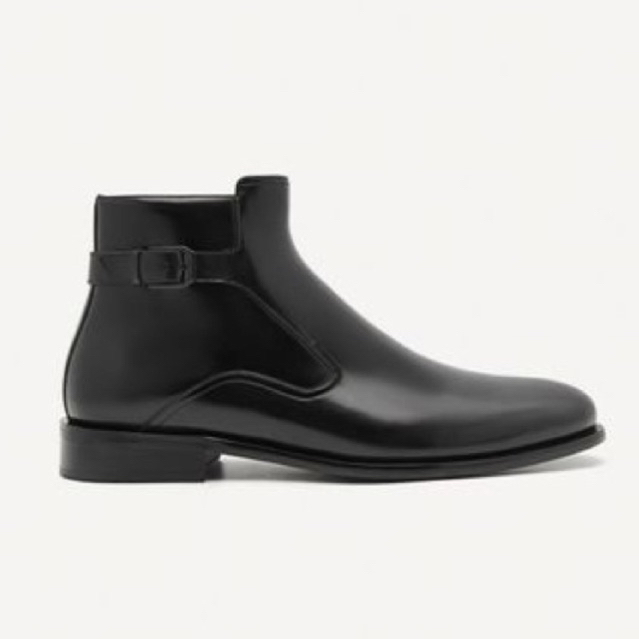 Giày boot nam Pedro authentic Black Leather Ankle Boots size 39
