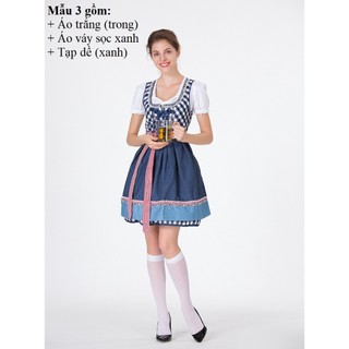 Đầm hóa trang cô hầu gái phục vụ bia tay ngắn kiểu đức/ trang phục phục vụ bia đức oktoberfest