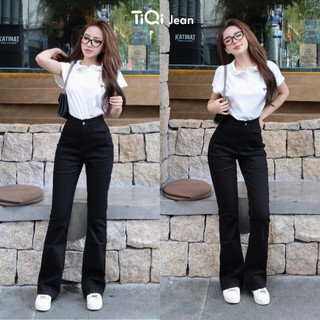 Quần skinny jean nữ ống loe đen TiQi Jeans cạp cao hack dáng G2327