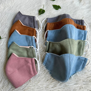 Khẩu trang vải chất liệu nhung tăm trơn - dày 3 lớp