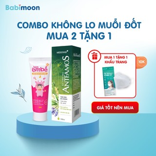 Combo Không Lo Muỗi Đốt Xịt muỗi Antfamos và Kem EmBé Plus, phòng ngừa muỗi đốt, giảm ngứa, giảm sưng, ngừa thâm sẹo