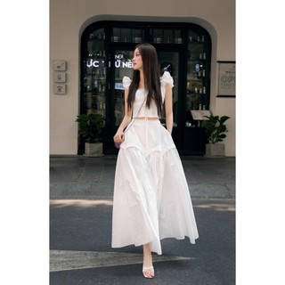 Her bigsize - set chân váy dáng dài + áo croptop cột nơ h039