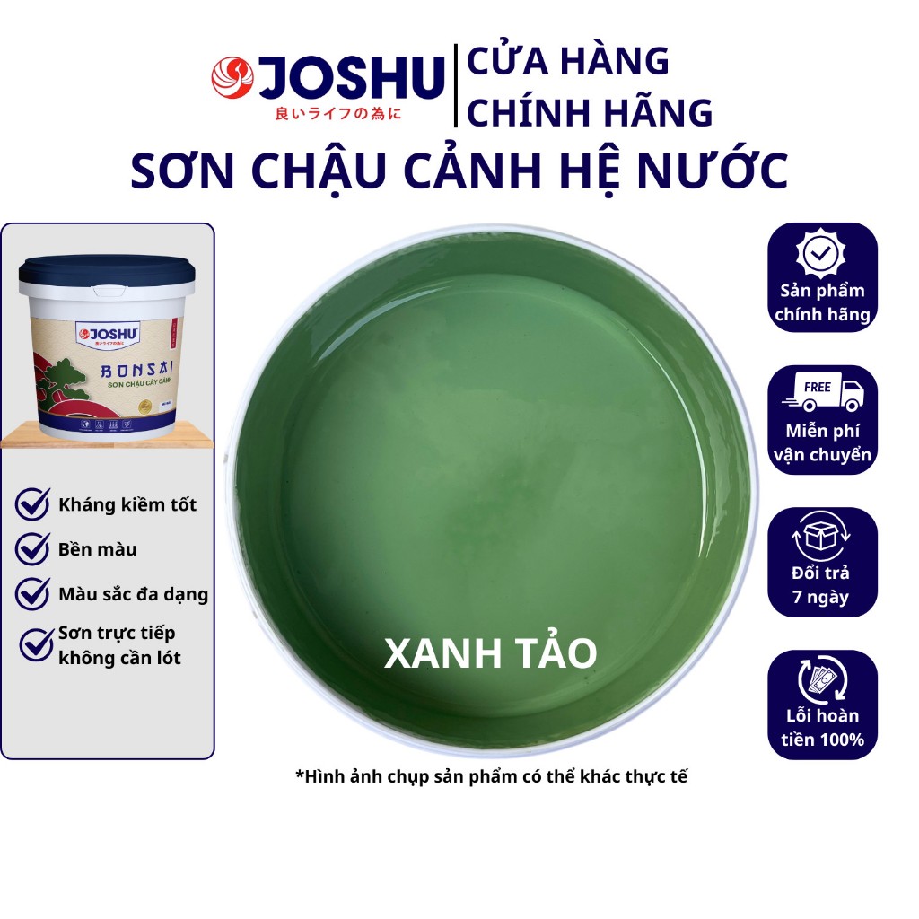 Sơn chậu cảnh JOSHU màu Xanh Tảo hộp 1 Lít có kháng kiềm, Sơn chậu kiểng