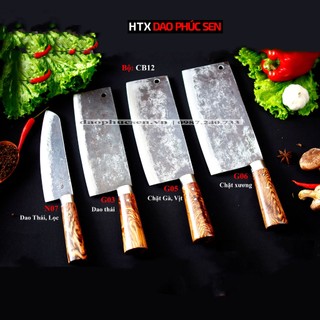 Bộ 4 dao bếp htx dao phúc sen cb12 chất liệu nhíp xe cán gỗ cẩm