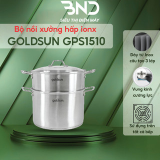 Bộ nồi xửng hấp Inox đáy từ 3 lớp 430 Goldsun GPS1510-S kích thước 30cm dùng mọi loại bếp