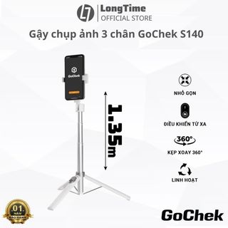 Gậy Chụp Ảnh Tripod/ Selfie Điện Thoại 3 chân Gochek S140 có điều khiển Bluetooth Livestream Vlog Đa Năng Kéo Dài 1.35m