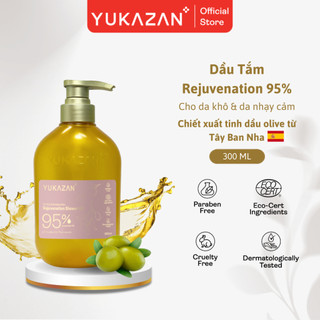 Dầu Tắm Yukazan Rejuvenation 95% 300ML - Tinh dầu Gỗ Mun Ebony, olive và bơ hạt mỡ dưỡng ẩm giúp da mềm mịn