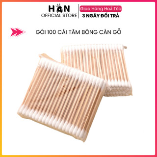 Gói 100 tăm bông cán gỗ | tăm bông cán gỗ tiệt trùng dùng cho spa thẩm mỹ viện