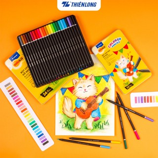 Bút chì màu gỗ đen Thiên Long Colokit, màu sắc tươi sáng, tô êm, không bụi, thân gỗ Linden cao cấp 12/24 màu CPC-C029