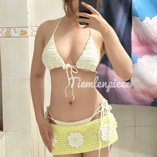 Set Len “Flower” + chân váy ( Crochet Handmade)