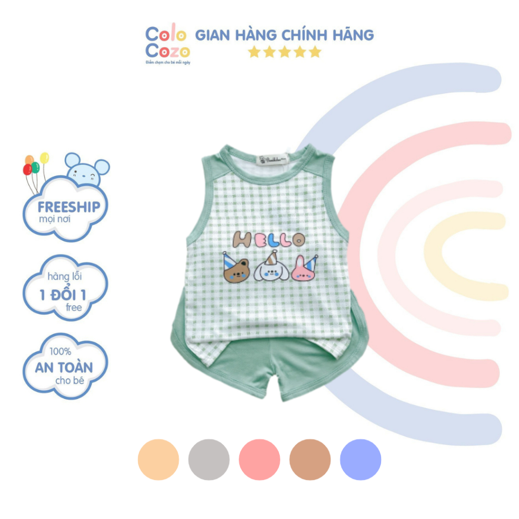 Bộ Quần Áo 3 Lỗ Thun Lạnh Mặc Hè Cho Bé Trai Bé Gái Chất Thun Lạnh Cao Cấp Thoáng Mát 8-18kg Colo Co