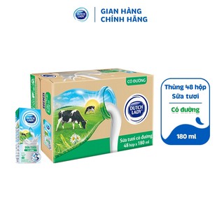Thùng 48 Hộp Sữa Tươi Tiệt Trùng Dutch Lady Cô Gái Hà Lan Có Đường (48 x 180ml)