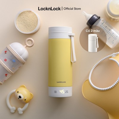 Bình đun giữ nhiệt 2 trong 1 LocknLock Heating tumbler 300ml màu vàng, ngà bằng thép không gỉ giữ ấm 8 cấp độ EJC723
