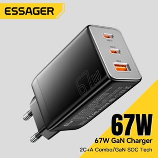 [Sạc siêu nhanh Samsung] Cốc Sạc nhanh Essager GAN 67W 3 cổng - Type C + USB 3 Cổng Cho PD QC PPS