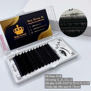 Mi khay acb, tạo fan, đều mi_độ dày 0.05-0.07-0.10-0.12-0.15_cong c-cc-d-u_mix 8-13mm_huy hoàng mi