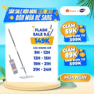 Cây Lau Nhà MyJae Đài Loan Sợi Polyester Kéo Vắt Thông Minh 360 Độ 125cm