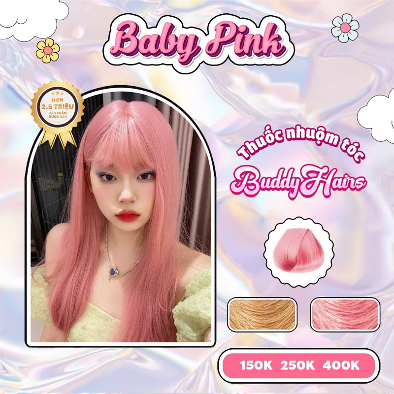 Thuốc nhuộm tóc màu BABY PINK, HỒNG PASTEL, thuốc nhuộm tóc cao cấp, kem nhuộm tóc tại nhà Buddyhairs tặng kèm dụng cụ
