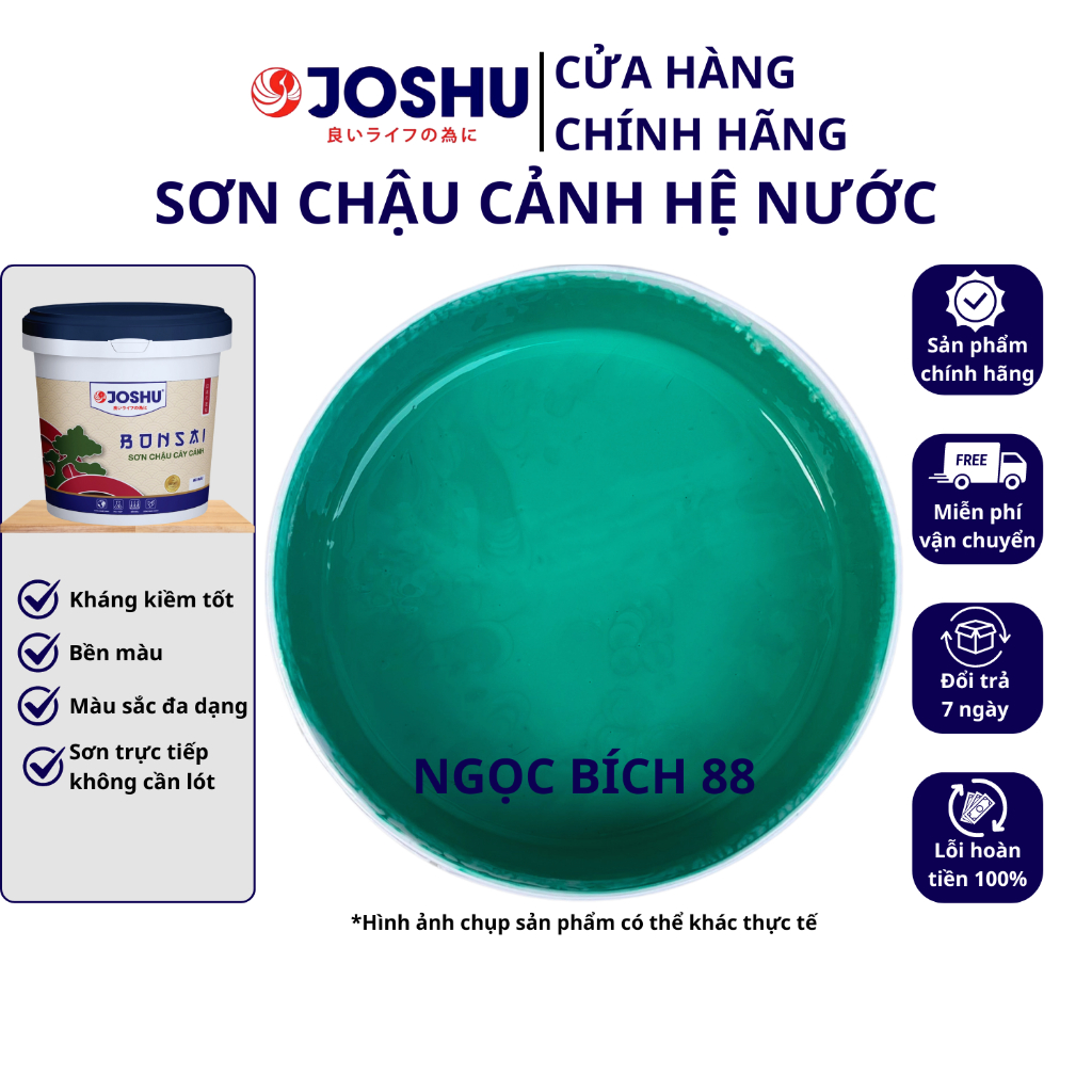 Sơn chậu cảnh JOSHU màu xanh ngọc bích hộp 1 Lit - hệ nước
